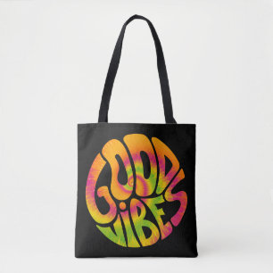 Bolsa Tote Boas vibrações citando. Tie dye psicedelic surreal