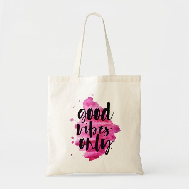 Bolsa Tote boas vibrações cor-de-rosa quente apenas script pu (Frente)
