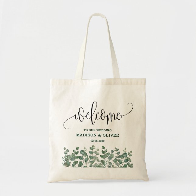 Bolsa Tote Boas-vindas a Eucalyptus Greenery (Frente)