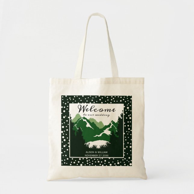 Bolsa Tote Boas-vindas ao casamento das montanhas verdes e br (Frente)