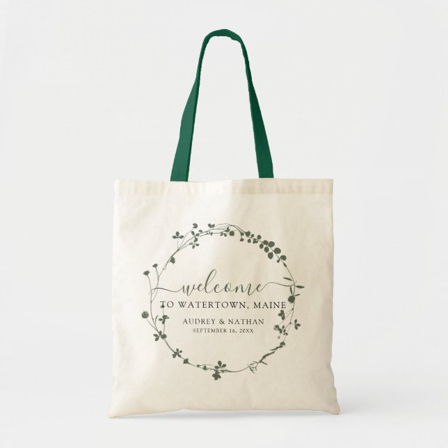 Bolsa Tote Boas-vindas ao Casamento de Destino Botânico (Frente)