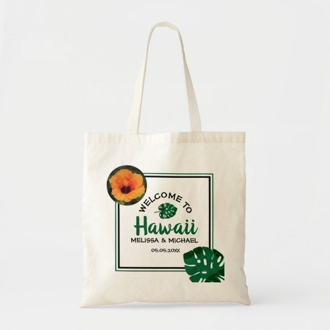 Bolsa Tote Boas-vindas ao Casamento de Destino de Monstera Le (Frente)