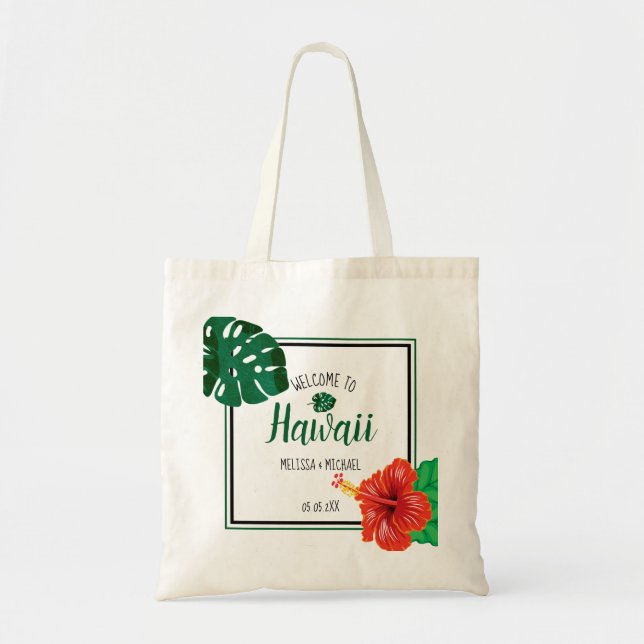 Bolsa Tote Boas-vindas ao Casamento de Destino Tropical do Ha (Frente)