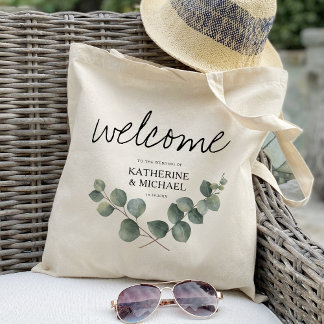 Bolsa Tote Boas-vindas ao casamento de folha Eucalyptus