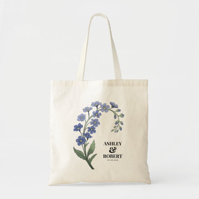 Bolsa Tote Boas-vindas ao Casamento Floral Moderno Periwinkle (Frente)