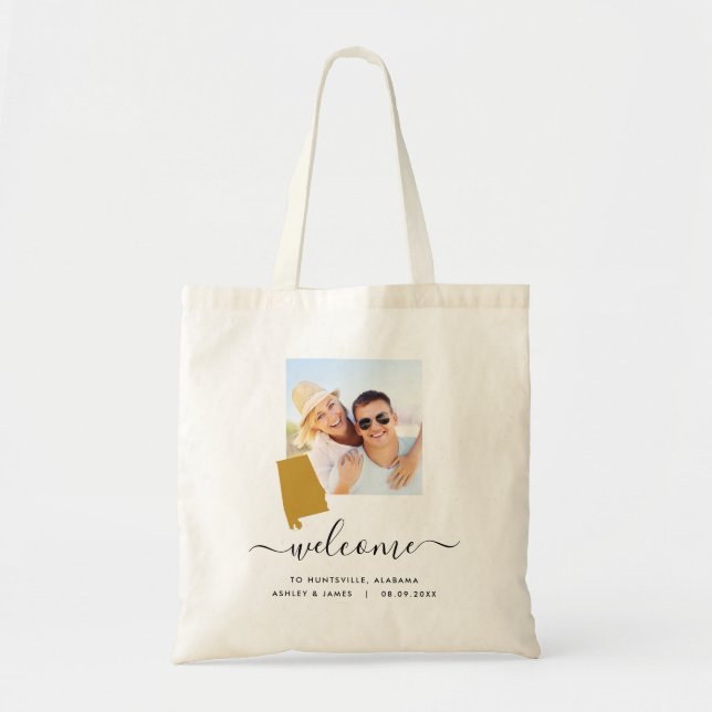 Bolsa Tote Boas-vindas ao Casamento Fotográfico do Alabama (Frente)