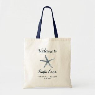 Bolsa Tote Boas-vindas ao Casamento Náutico de Starfish Azul
