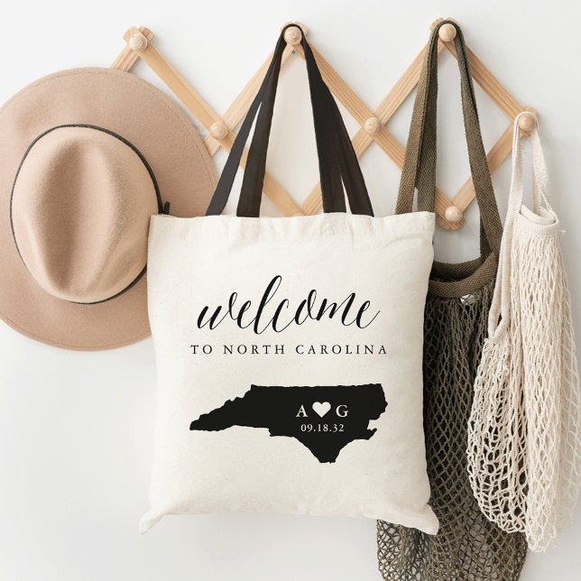 Bolsa Tote Boas-vindas ao Silhouette State da Carolina do Nor (Criador carregado)