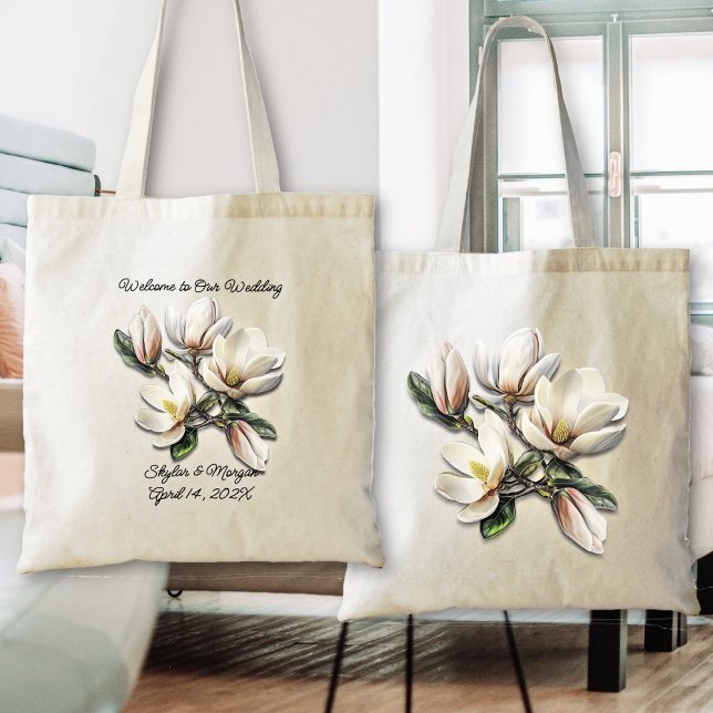 Bolsa Tote Boas-vindas Bag Southern Magnolia Flowers (Criador carregado)