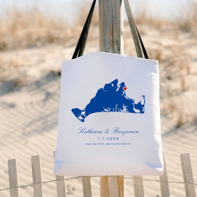 Bolsa Tote Boas-vindas de casamento Navy Oak Bluffs em Martha (Criador carregado)