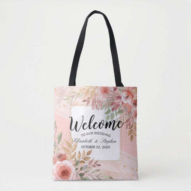 Bolsa Tote Boas-vindas Obrigado Dom Bag Elegante Flores (Frente)