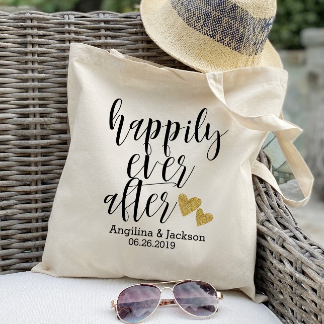 Bolsa Tote Boas-vindas personalizadas do casamento "Feliz par (Criador carregado)