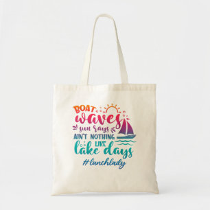 Bolsa Tote Boat Waves Sun Rays Lake Days Lunch Lady Summer
