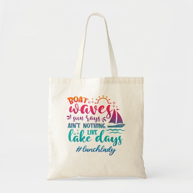 Bolsa Tote Boat Waves Sun Rays Lake Days Lunch Lady Summer (Frente)