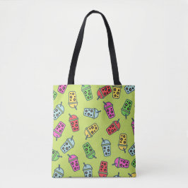 Bolsa Tote Boba Bubble Tea Pattern