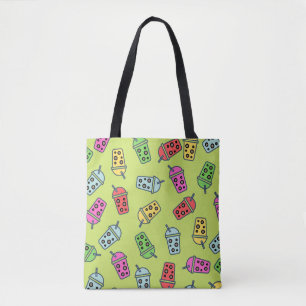 Bolsa Tote Boba Bubble Tea Pattern