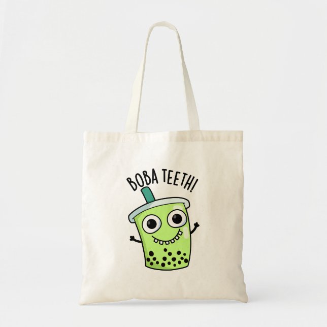 Bolsa Tote Boba Teeth Engraçada Boba Tea Pun (Frente)