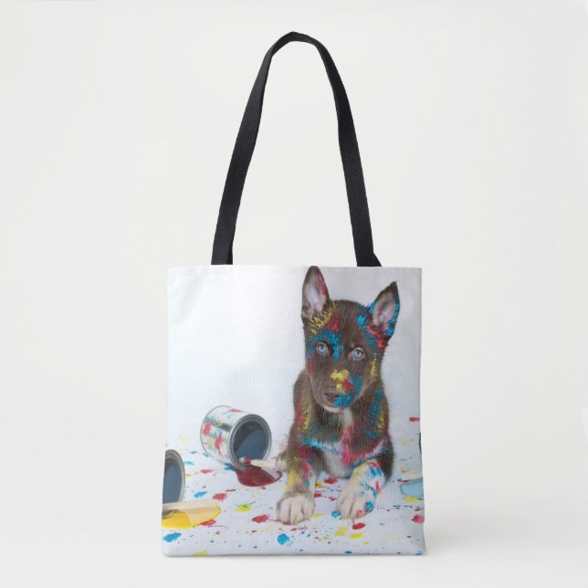 Bolsa Tote Bobo Rouco Puppy entrou em Baldes Paint (Frente)