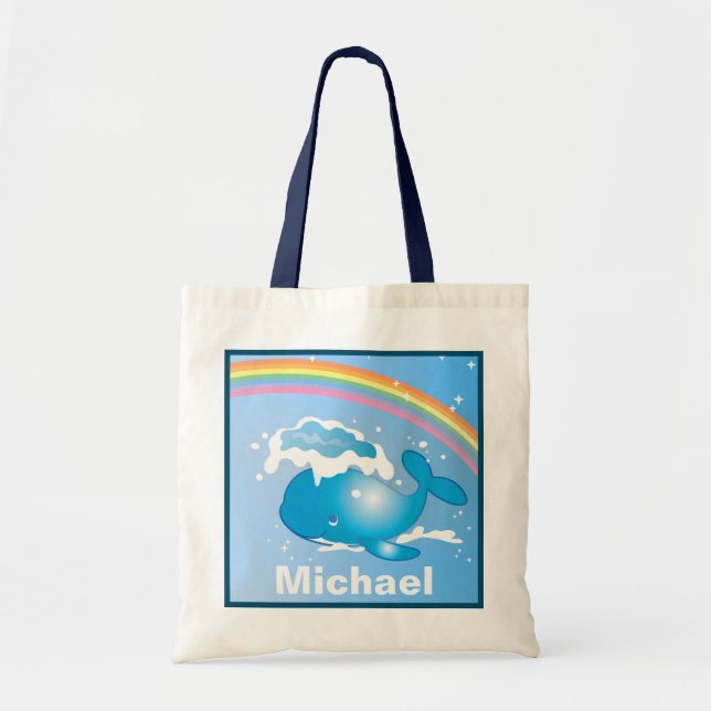 Bolsa Tote Boca-branca e Arco-Íris Crianças Personalizadas (Frente)