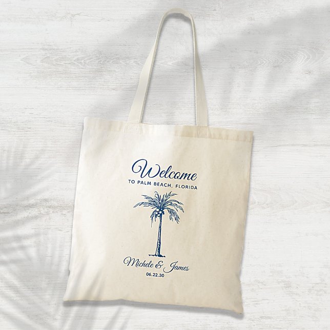 Bolsa Tote Bodas-vindas à Árvore Tropical de Palma Azul Moder (Criador carregado)