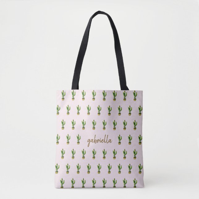 Bolsa Tote Bohemian Cactus com Nome (Frente)