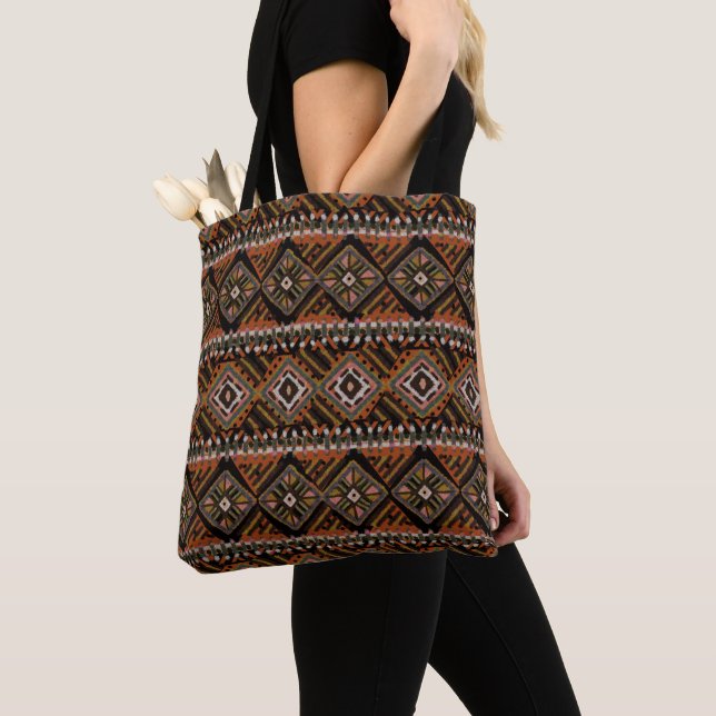 Bolsa Tote Boho African Mud Cloth inspirou Terthy Tones (Close Up)