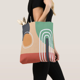 Bolsa Tote Boho arco-íris abstrato de cores