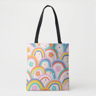 Bolsa Tote Boho baby verão chicoteado arco-íris sem soldadura