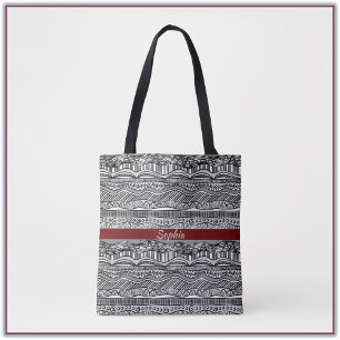 Bolsa Tote Boho Black and White Ethnic