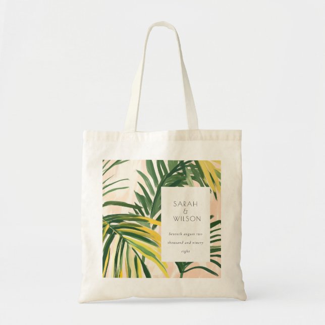 Bolsa Tote Boho Blush Green Palm Beach Casamento (Frente)