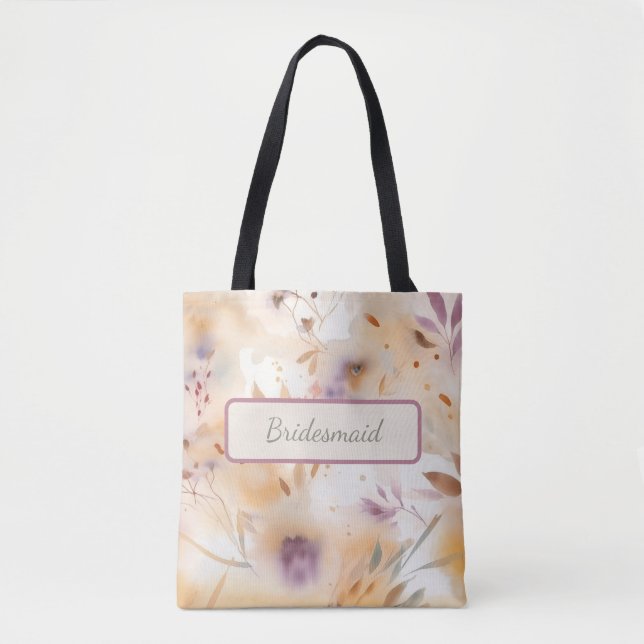 Bolsa Tote Boho Botanical Watercolor Floral  (Frente)