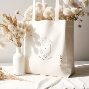 Bolsa Tote Boho Celestial Moon Star Monograma Casamento Holís