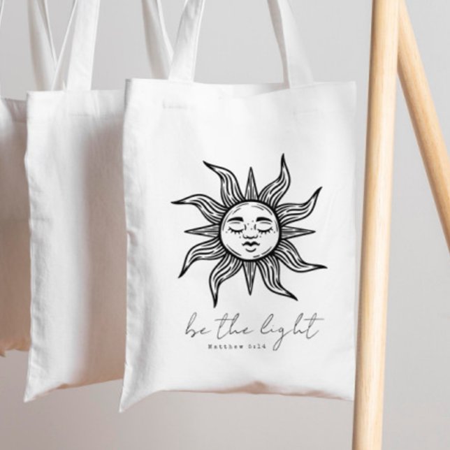 Bolsa Tote Boho Christian Bíblia Verse Be the Light Sunshine (Criador carregado)