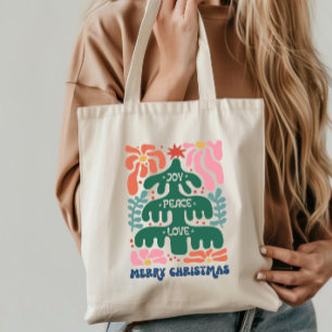 Bolsa Tote Boho Christmas Joy Peace Love