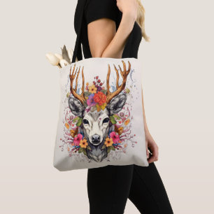 Bolsa Tote Boho Deer Colorful Flowers