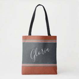 Bolsa Tote Boho Dusty Blue Terracotta Orange Personalize Bols