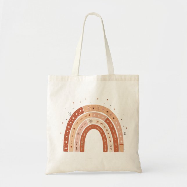 Bolsa Tote Boho Earthy Rainbow Aestético (Frente)