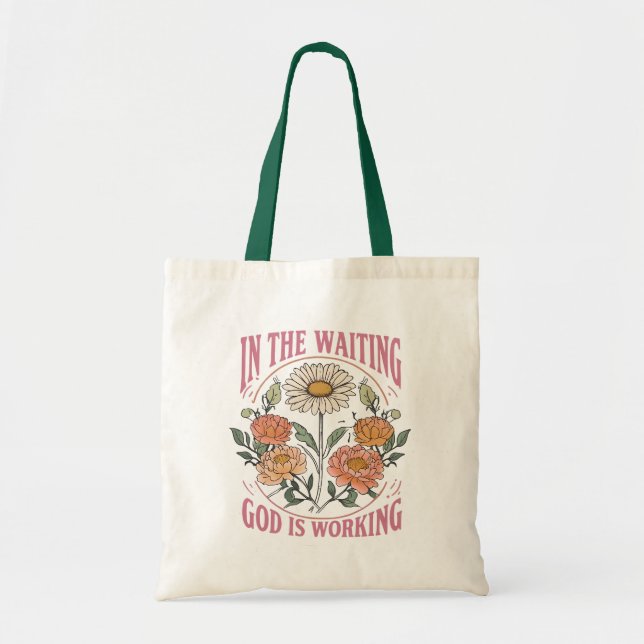 Bolsa Tote Boho Floral Christian Quote (Frente)