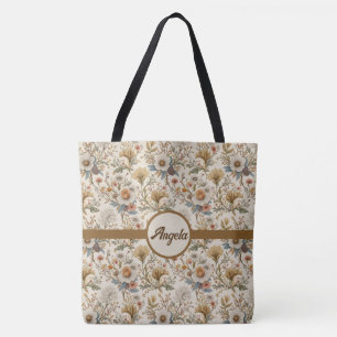 Bolsa Tote Boho Floral em Beige
