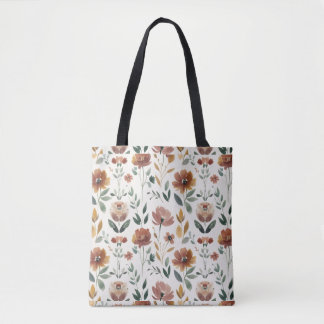 Bolsa Tote Boho Floral Geometry – Earthy Wildflower Pattern