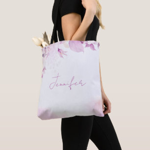 Bolsa Tote Boho Floral Moderno e Rosa Suave e Sai do Casament