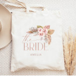 Bolsa Tote Boho Floral Pampas Rosa Dourado Bride<br><div class="desc">Flores de boho maravilhosas com sotaques de ouro rosa</div>