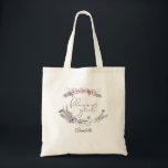Bolsa Tote Boho Floral Personalizado Flower Girl<br><div class="desc">Reconheça sua Flor Rapariga com esta bolsa personalizada de tote com flores silvestres moles, bonitas e pastéis de aquarela em tons de lilás, violeta, pêssego, pincel, azul empoeirado e verdes e personalizada com seu nome. Entre em contato com o designer se você quiser que este design seja modificado ou em...</div>