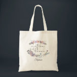 Bolsa Tote Boho Floral Personalizado Matão de Honra<br><div class="desc">Reconheça sua Madrinha de casamento com esta bolsa personalizada de tote com flores silvestres moles, bonitas e pastéis de aquarela em tons de lilás, violeta, pêssego, pincel, azul empoeirado e verdes e personalizado com seu nome. Entre em contato com o designer se você quiser que este design seja modificado ou...</div>