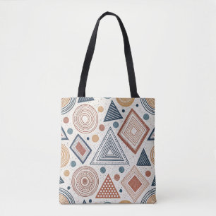 Bolsa Tote Boho Geométrico Abstrato Shapes Terracotta