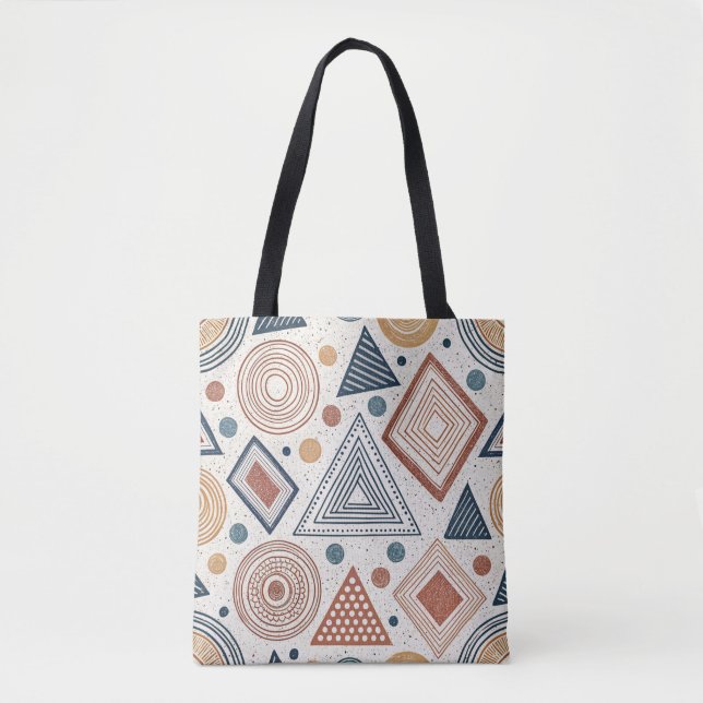 Bolsa Tote Boho Geométrico Abstrato Shapes Terracotta (Frente)