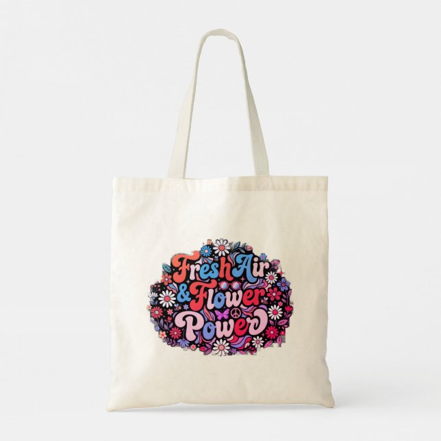 Bolsa Tote Boho Gráficos Florais Poderosas (Verso)