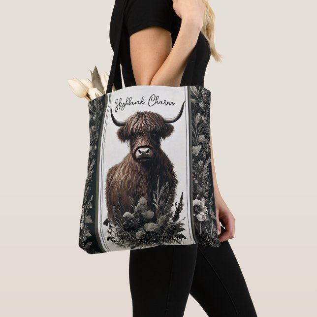 Bolsa Tote Boho Highland Cow (Close Up)