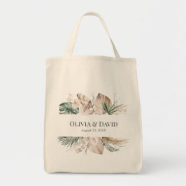 Bolsa Tote Boho Monstera Tropical e Casamento Orquídeo