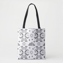Bolsa Tote Boho Moon & Sun Totoag - Preto e Branco